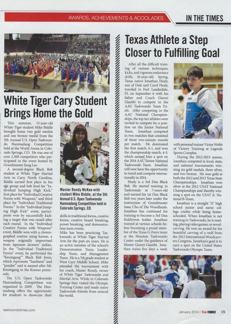 White Tiger Cary Student Brings Home the Gold